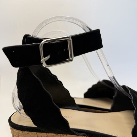 Marc Fisher Faithful Faitful Wedge Espadrilles Sandals Black Suede Leather 8 M - Picture 5 of 11